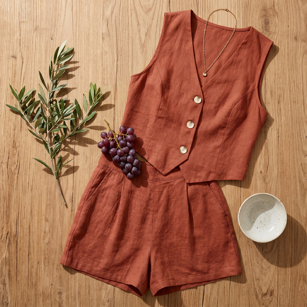 The Tuscany Linen Vest Set