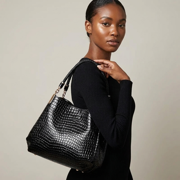 The Josette Serpentine-Embossed Bucket Bag