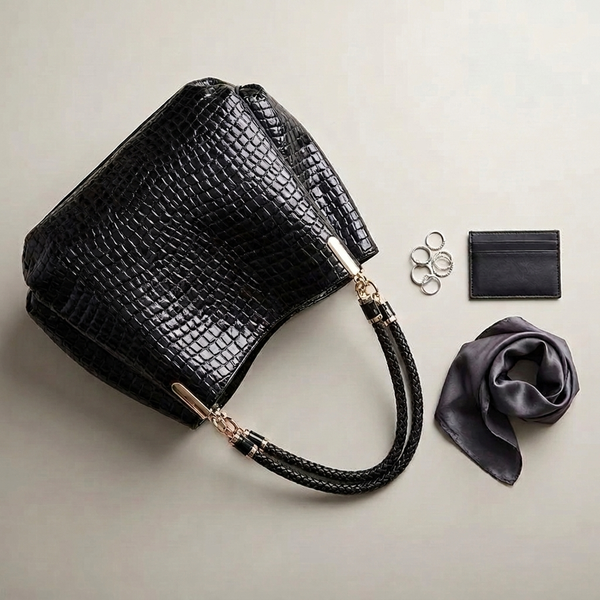 The Josette Serpentine-Embossed Bucket Bag